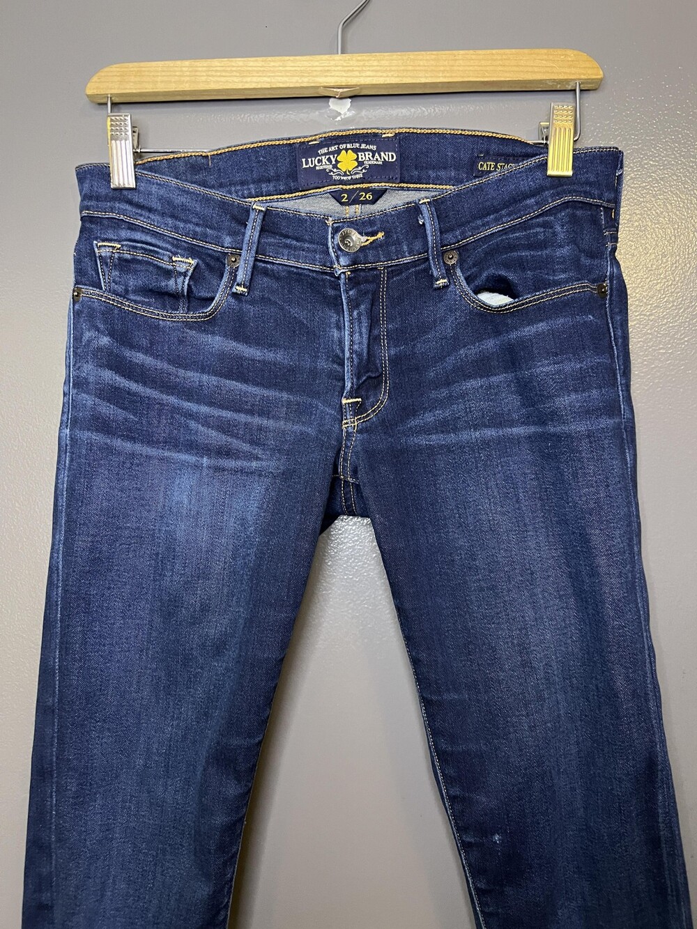 Lucky Brand Cate Stacked Skinny Jeans Womens 2/26 Dark Wash Fringe Hem Denim